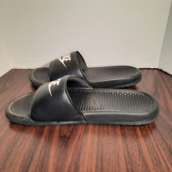 Nike Benassi JDI Mens Size 13 Slides Black White Sandals Flip Flop 343880-090 - Picture 6 of 10